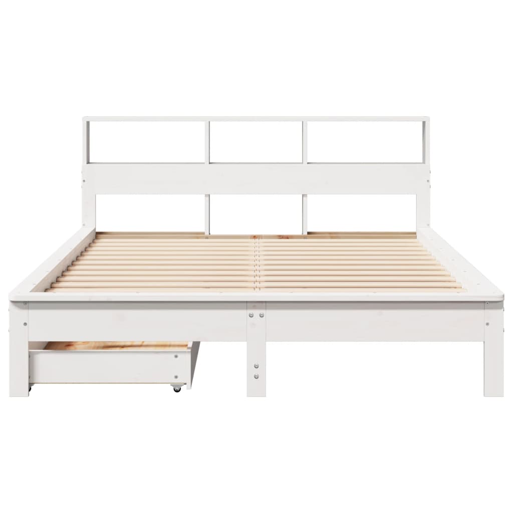 vidaXL Bookcase Bed without Mattress White 140x200 cm Solid Wood Pine 4