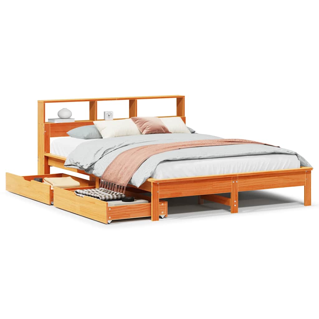 vidaXL Bookcase Bed without Mattress Wax Brown 140x200 cm 2