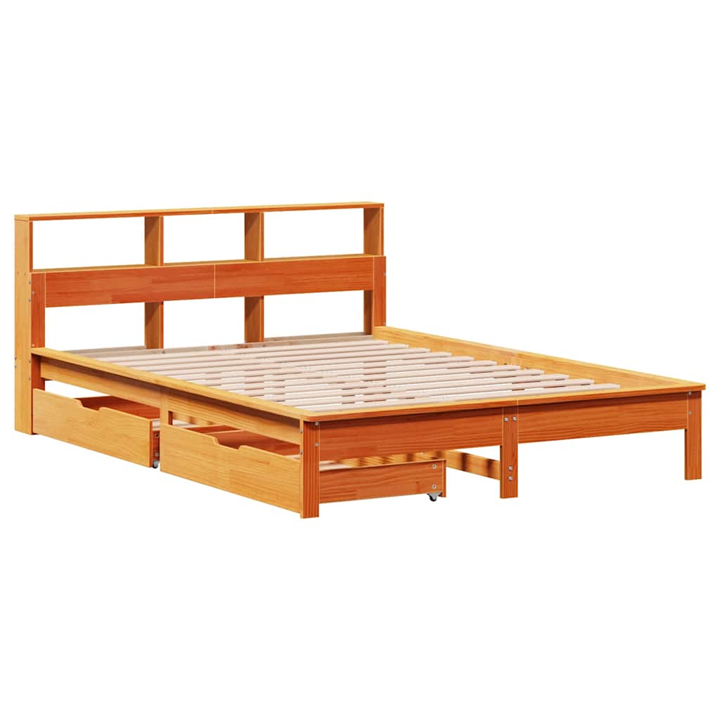 vidaXL Bookcase Bed without Mattress Wax Brown 140x200 cm 3