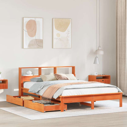 vidaXL Bookcase Bed without Mattress Wax Brown 140x200 cm 1