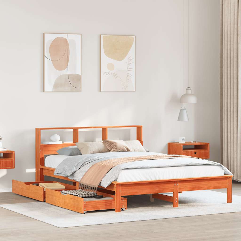 vidaXL Bookcase Bed without Mattress Wax Brown 120x200 cm 1