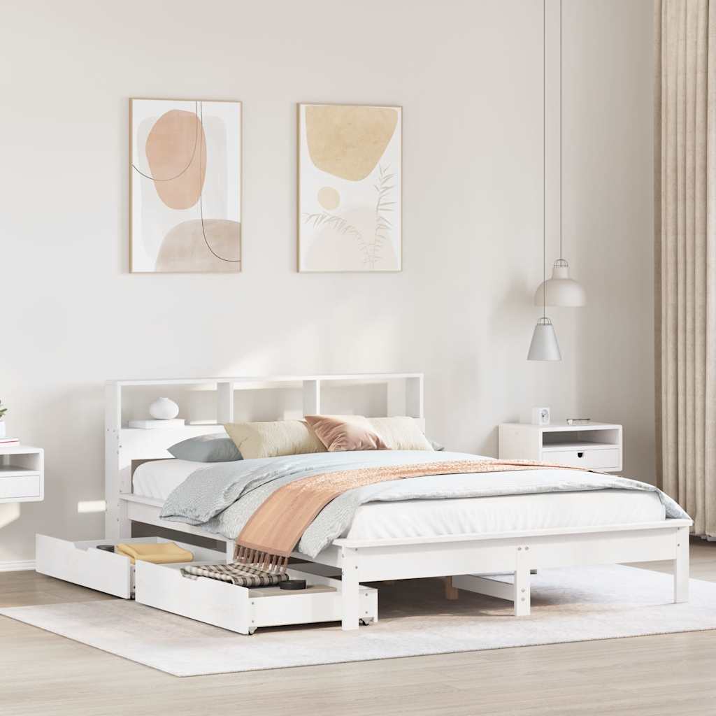 Bookcase Bed without Mattress Solid Wood Pine Length 190 cm 140 cm