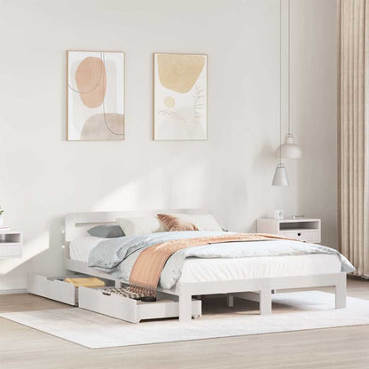 Bed Frame without Mattress Solid Wood Pine White 140 cm 200 cm