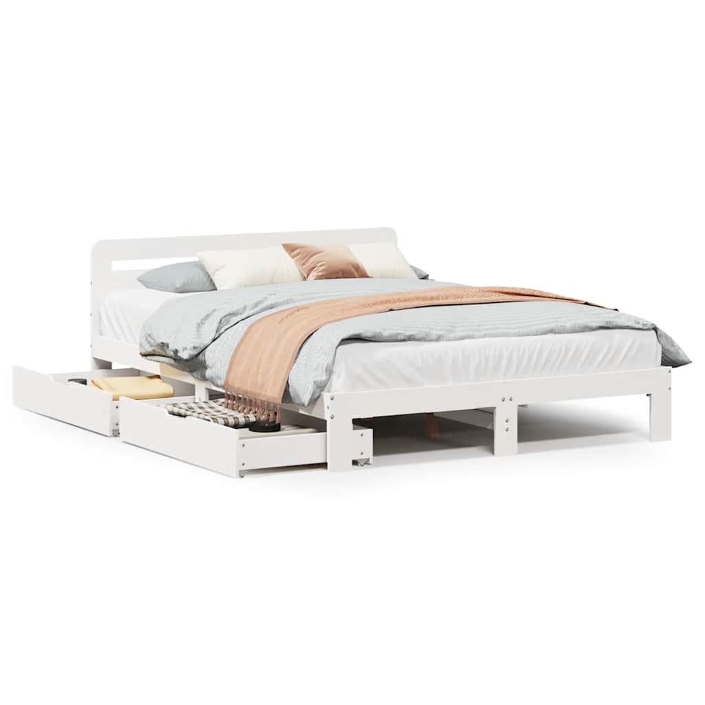 vidaXL Bed Frame without Mattress White 160x200 cm Solid Wood Pine 2