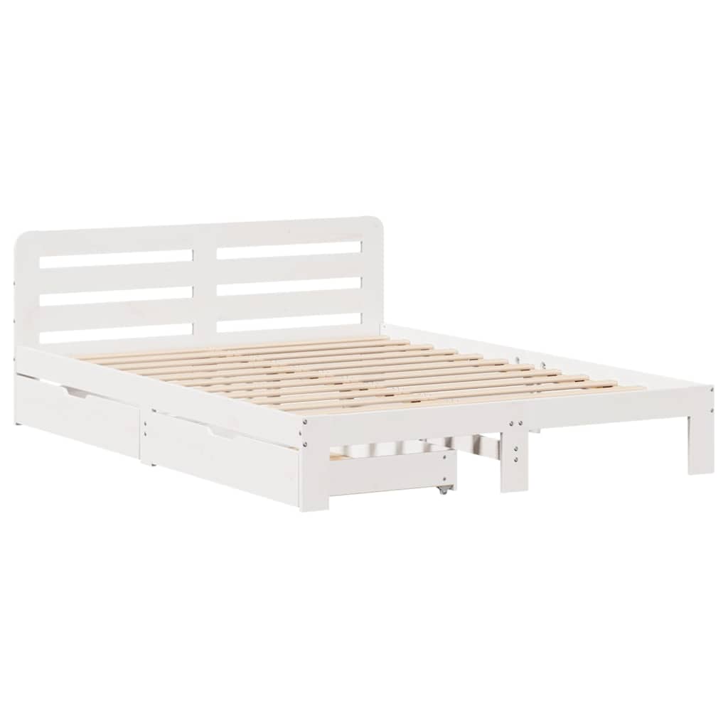 vidaXL Bed Frame without Mattress White 160x200 cm Solid Wood Pine 3