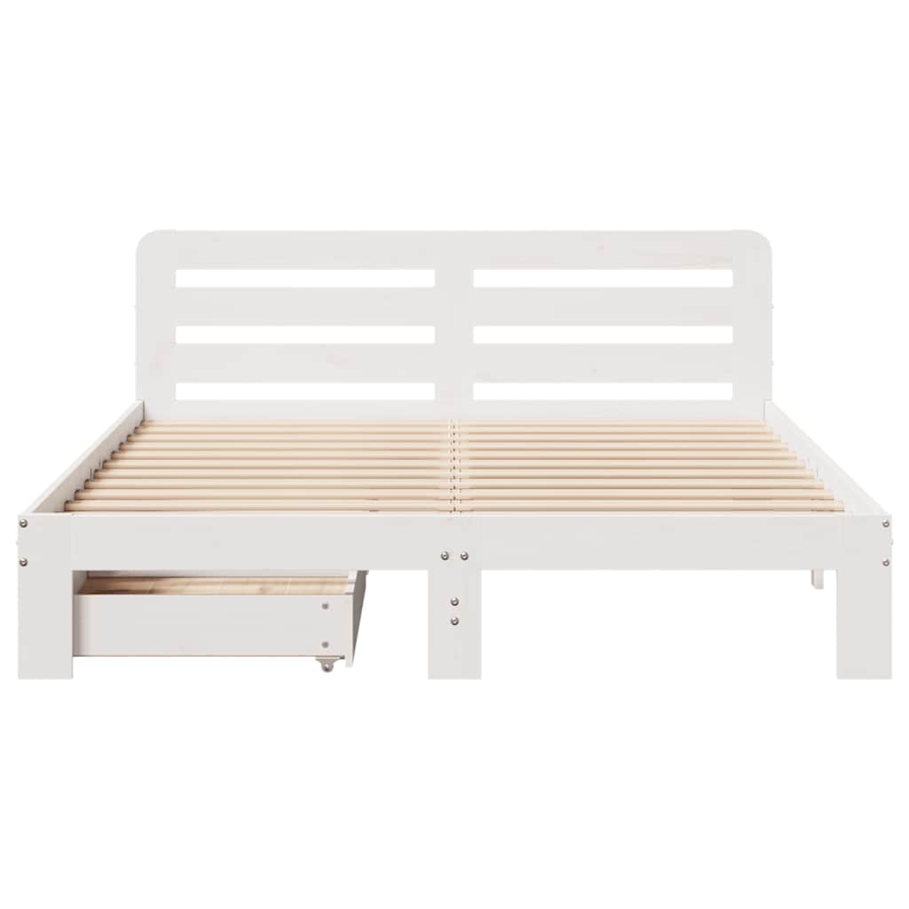 vidaXL Bed Frame without Mattress White 160x200 cm Solid Wood Pine 4