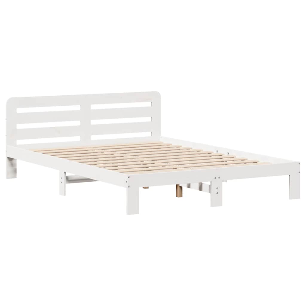 vidaXL Bed Frame without Mattress White 160x200 cm Solid Wood Pine 5