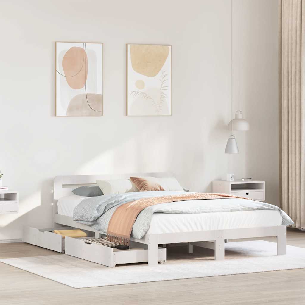 vidaXL Bed Frame without Mattress White 160x200 cm Solid Wood Pine 1