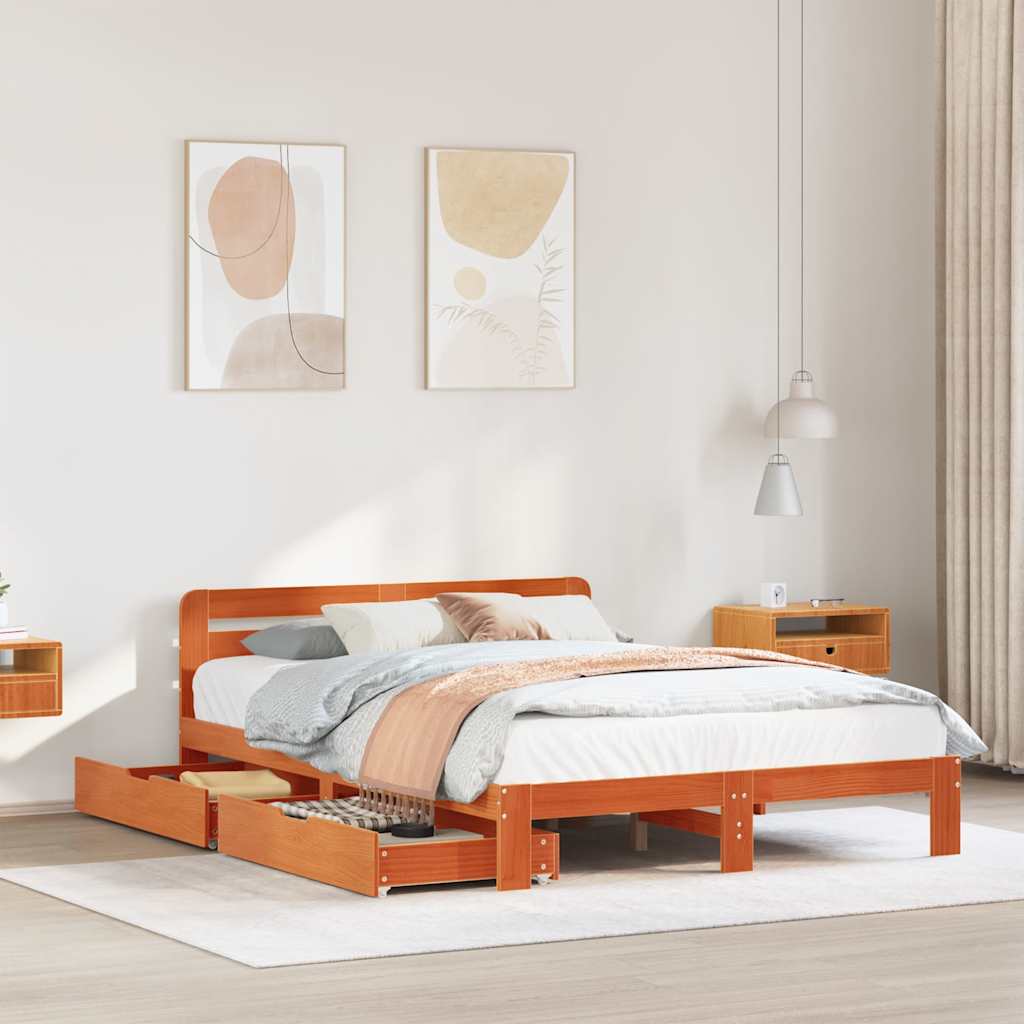 vidaXL Bed Frame without Mattress Solid Wood Pine