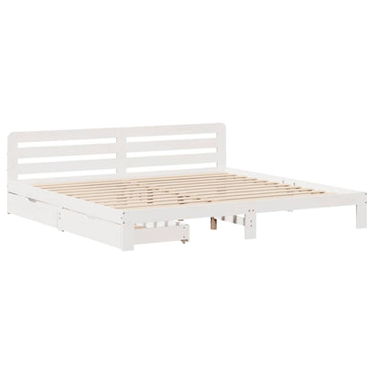 vidaXL Bed Frame without Mattress White 180x200 cm Super King Solid Wood Pine 3