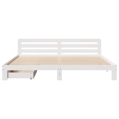 vidaXL Bed Frame without Mattress White 180x200 cm Super King Solid Wood Pine 4