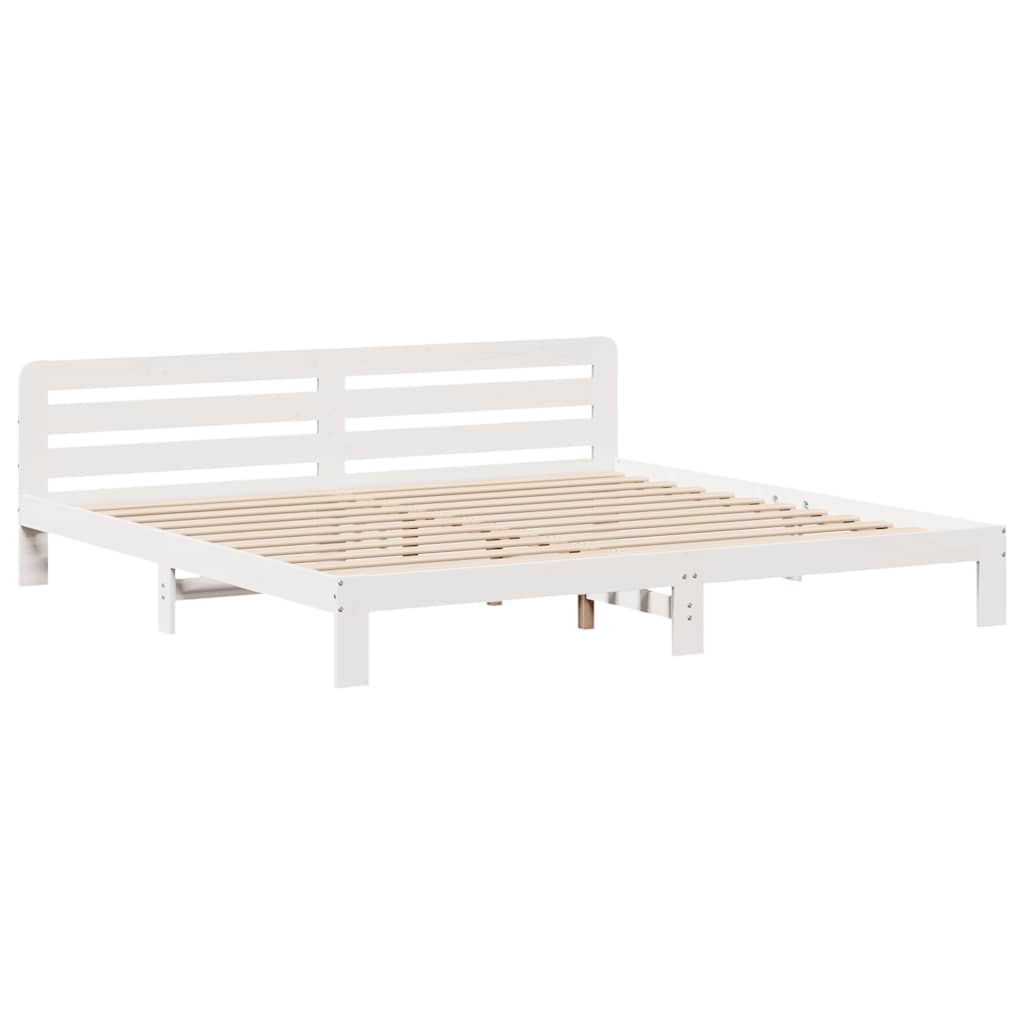 vidaXL Bed Frame without Mattress White 180x200 cm Super King Solid Wood Pine 5
