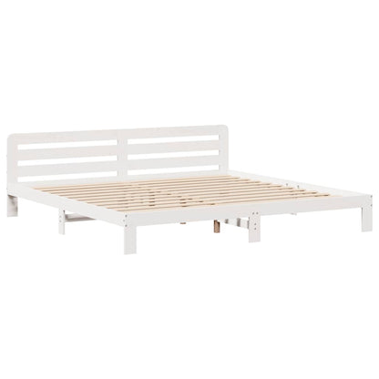 vidaXL Bed Frame without Mattress White 180x200 cm Super King Solid Wood Pine 5