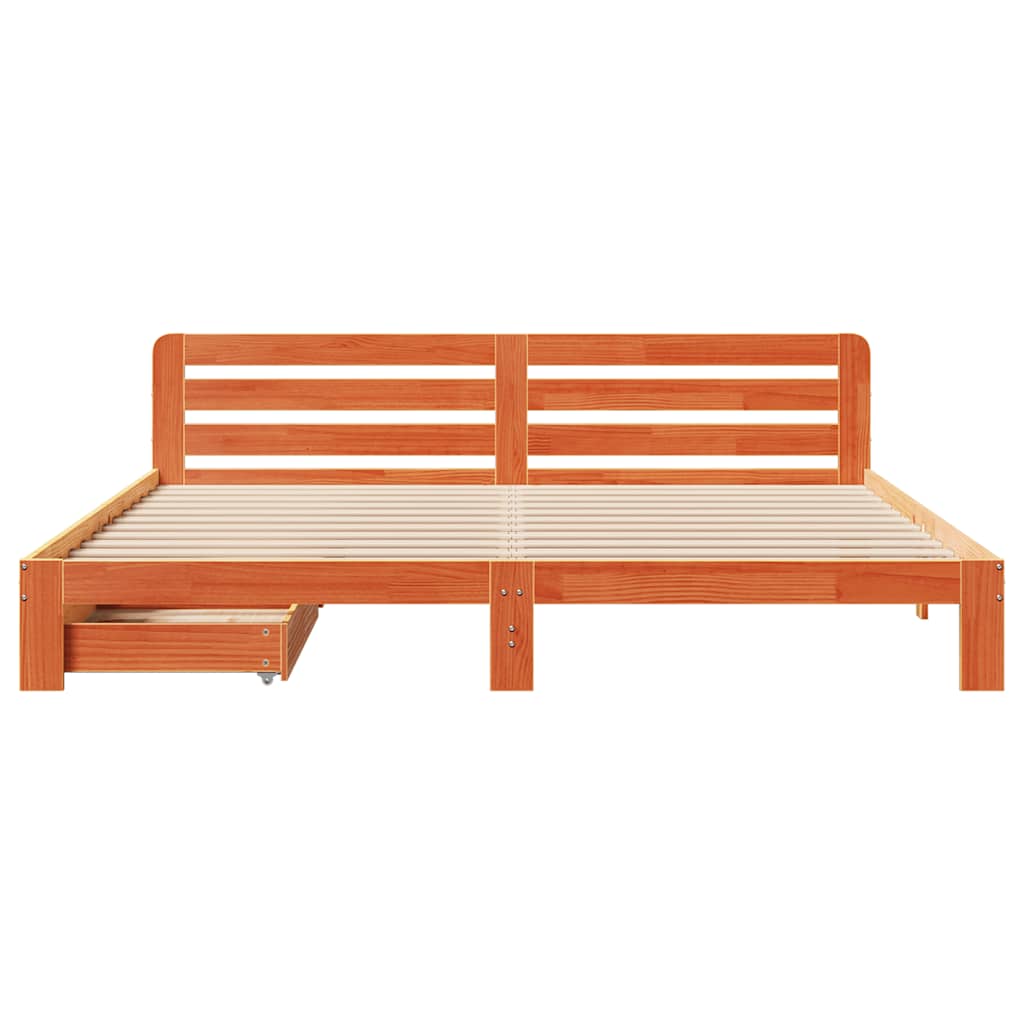 vidaXL Bed Frame without Mattress Wax Brown 180x200 cm Super King Solid Wood Pine 4
