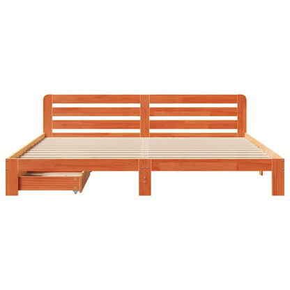 vidaXL Bed Frame without Mattress Wax Brown 180x200 cm Super King Solid Wood Pine 4