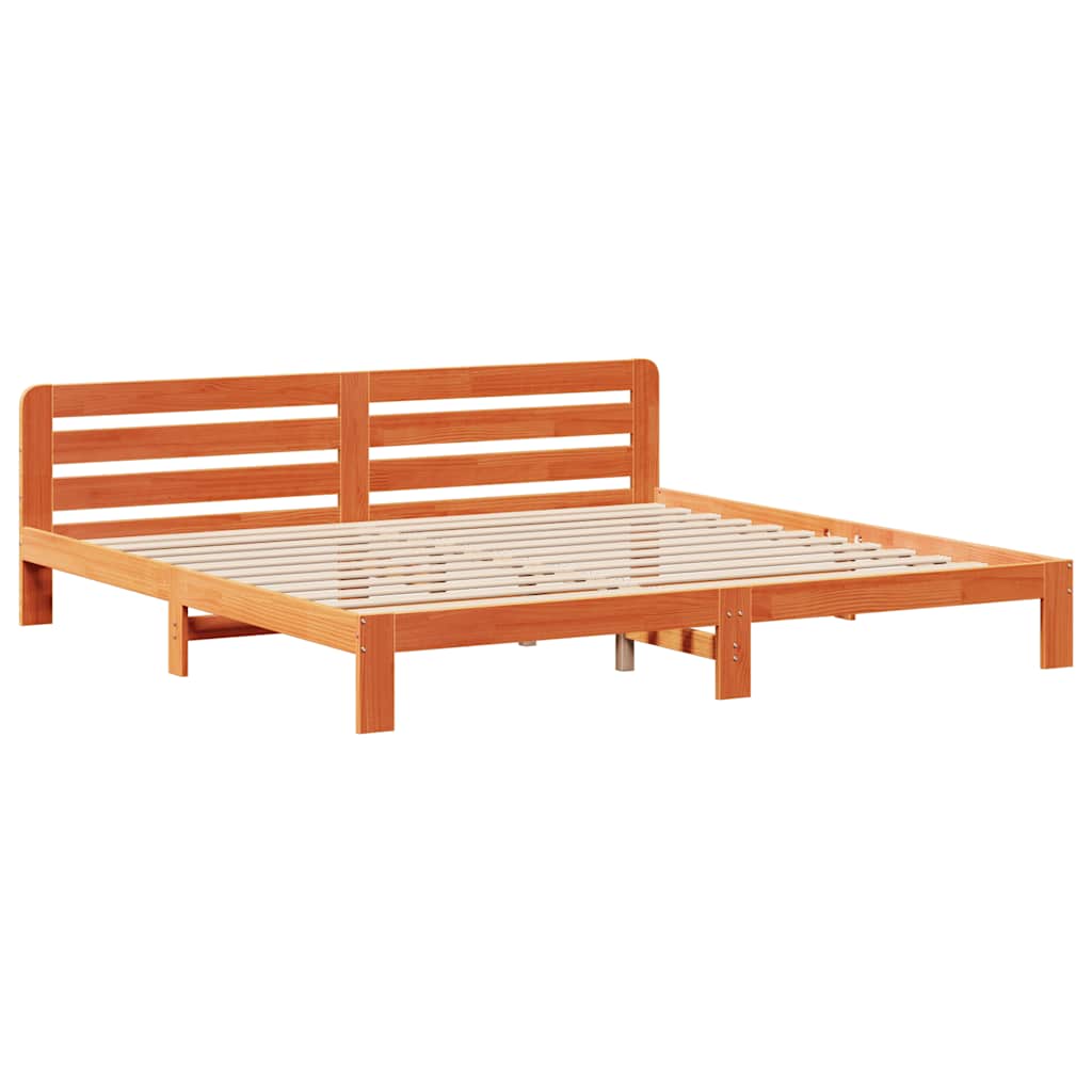vidaXL Bed Frame without Mattress Wax Brown 180x200 cm Super King Solid Wood Pine 5