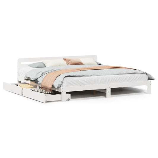 vidaXL Bed Frame without Mattress White 200x200 cm Solid Wood Pine 2