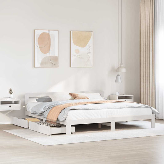 vidaXL Bed Frame without Mattress White 200x200 cm Solid Wood Pine 1