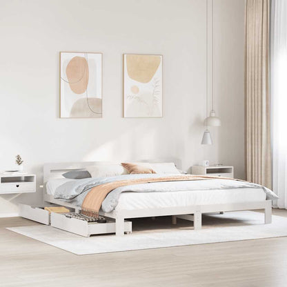Bed Frame without Mattress Solid Wood Pine White 200 cm 200 cm