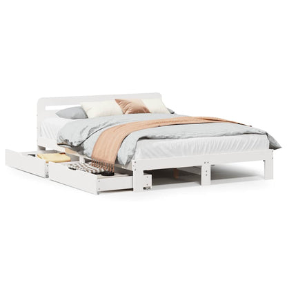 vidaXL Bed Frame without Mattress White 135x190 cm Solid Wood Pine 2