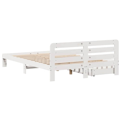 vidaXL Bed Frame without Mattress White 135x190 cm Solid Wood Pine 6