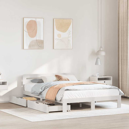 vidaXL Bed Frame without Mattress White 135x190 cm Solid Wood Pine 1