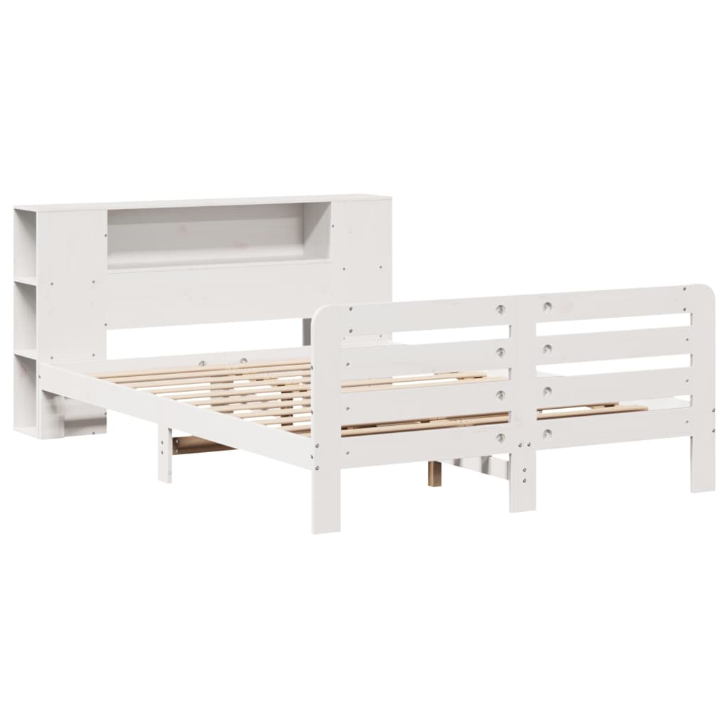 vidaXL Bed Frame without Mattress White 150x200 cm King Size Solid Wood Pine 3