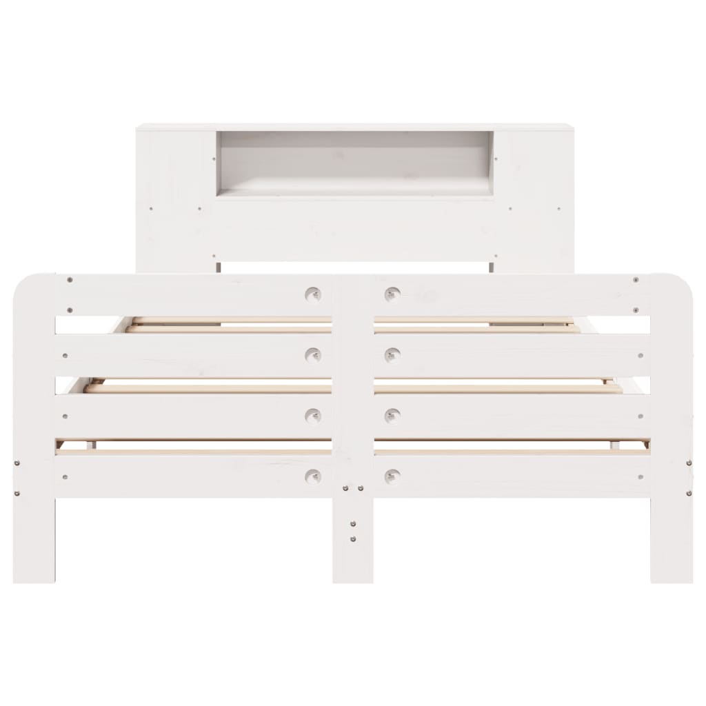 vidaXL Bed Frame without Mattress White 150x200 cm King Size Solid Wood Pine 4