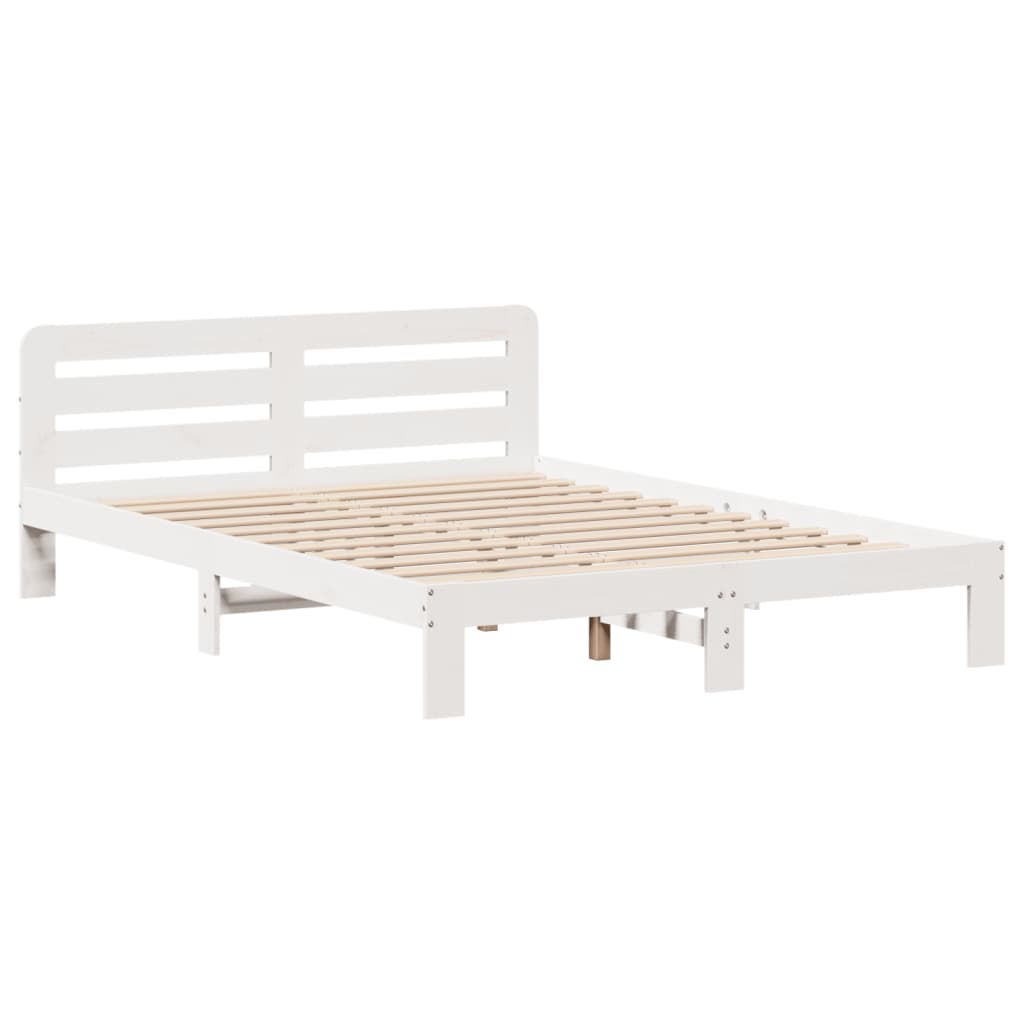 vidaXL Bed Frame without Mattress White 150x200 cm King Size Solid Wood Pine 5
