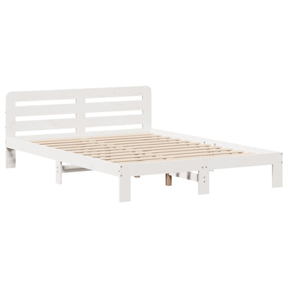 vidaXL Bed Frame without Mattress White 150x200 cm King Size Solid Wood Pine 5
