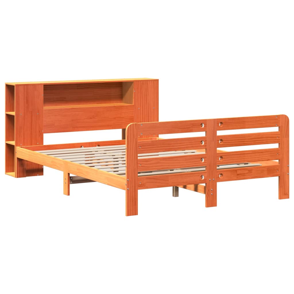 vidaXL Bed Frame without Mattress Wax Brown 150x200 cm King Size Solid Wood Pine 3