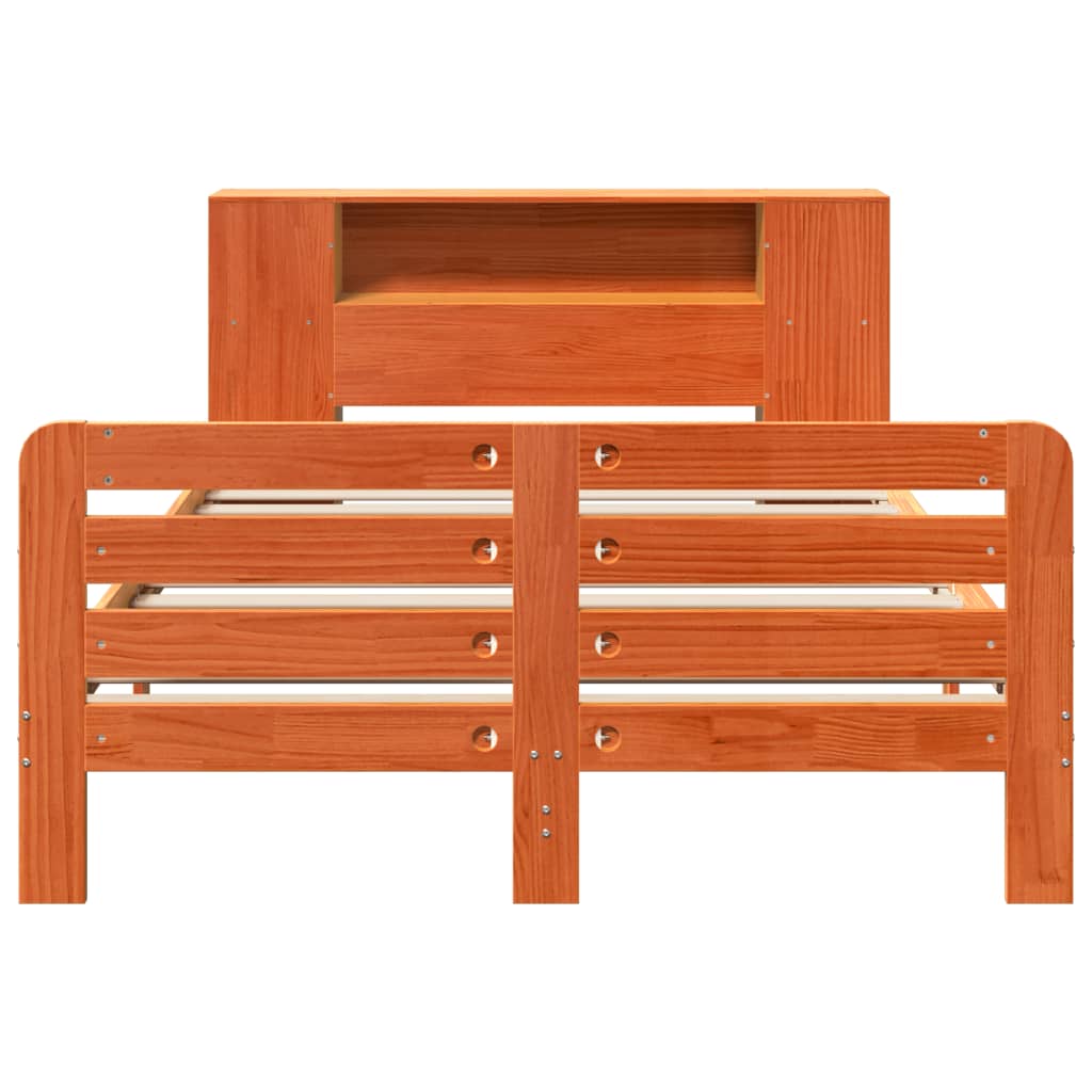 vidaXL Bed Frame without Mattress Wax Brown 150x200 cm King Size Solid Wood Pine 4