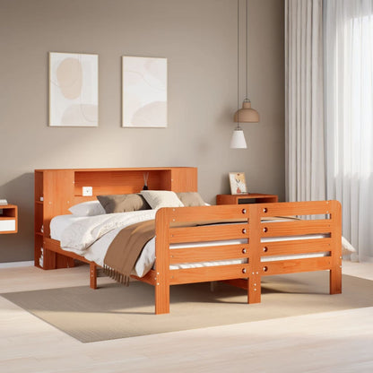vidaXL Bed Frame without Mattress Wax Brown 150x200 cm King Size Solid Wood Pine 1
