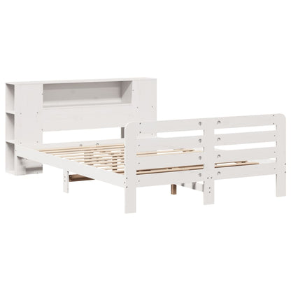 vidaXL Bed Frame without Mattress White 135x190 cm Double Solid Wood Pine 3