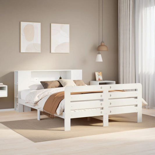 vidaXL Bed Frame without Mattress White 135x190 cm Double Solid Wood Pine 1