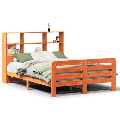 vidaXL Bed Frame without Mattress Wax Brown 140x190 cm Solid Wood Pine 2
