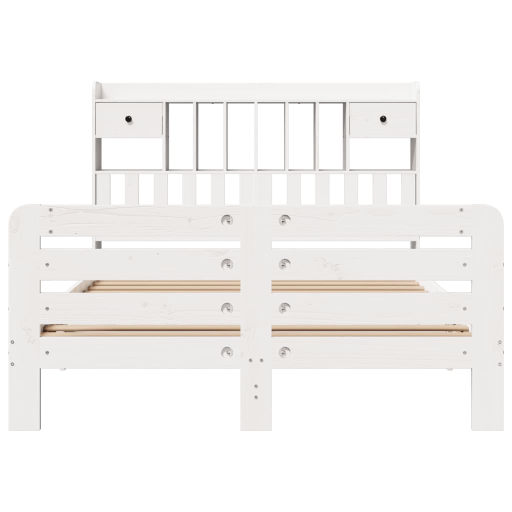 vidaXL Bookcase Bed without Mattress White 140x200 cm Solid Wood Pine 4