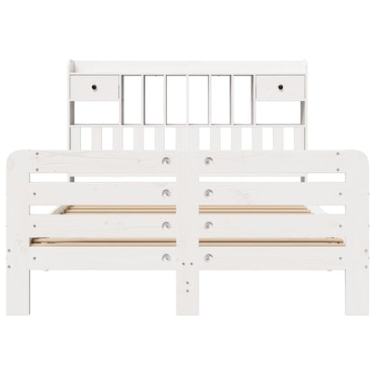 vidaXL Bookcase Bed without Mattress White 140x200 cm Solid Wood Pine 4