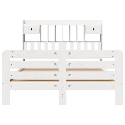 vidaXL Bookcase Bed without Mattress White 150x200 cm King Size Solid Wood Pine 4