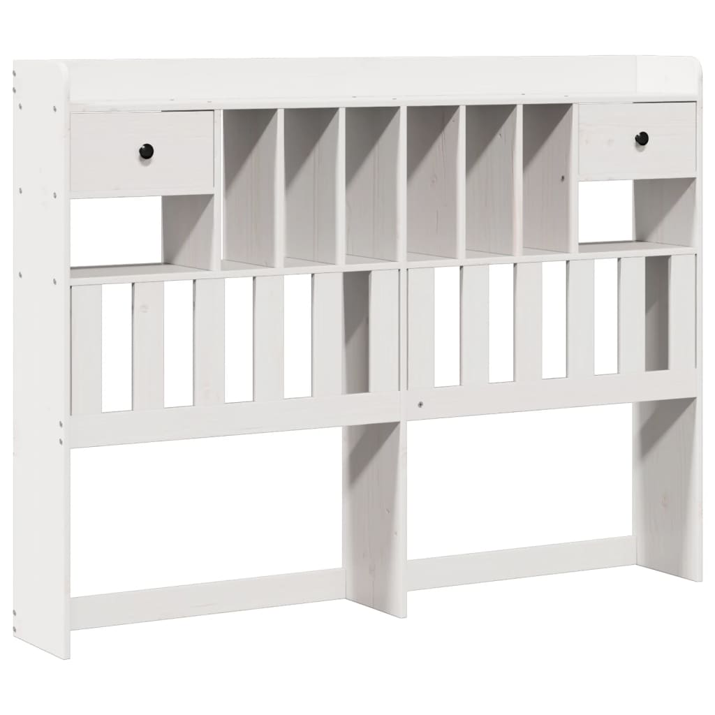 vidaXL Bookcase Bed without Mattress White 150x200 cm King Size Solid Wood Pine 6