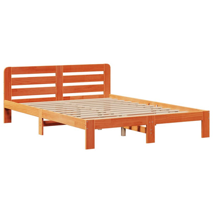 vidaXL Bookcase Bed without Mattress Wax Brown 150x200 cm King Size Solid Wood Pine 5