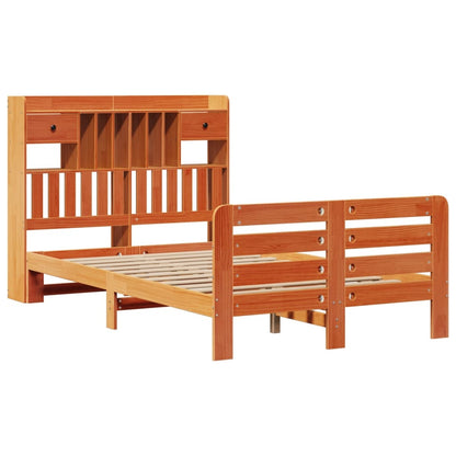 vidaXL Bookcase Bed without Mattress Wax Brown 135x190 cm Double Solid Wood Pine 3