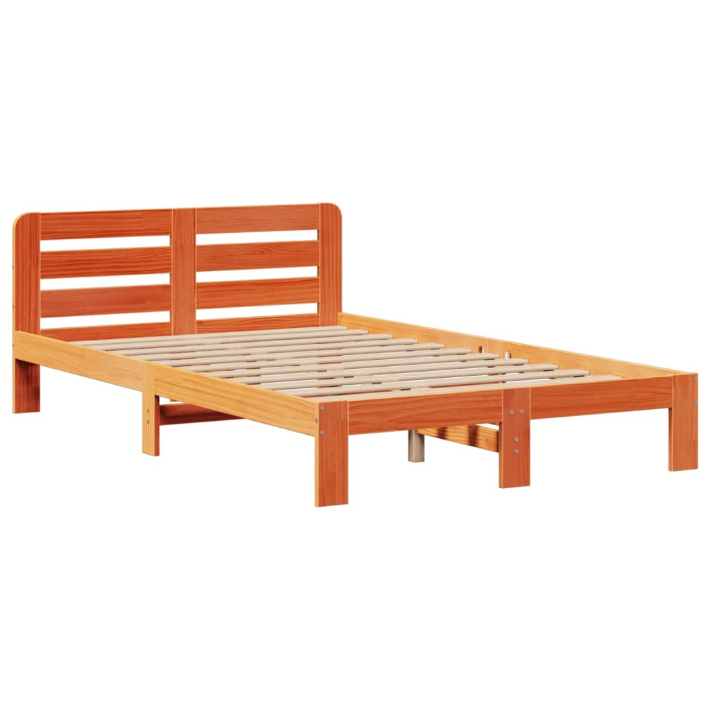vidaXL Bookcase Bed without Mattress Wax Brown 135x190 cm Double Solid Wood Pine 5