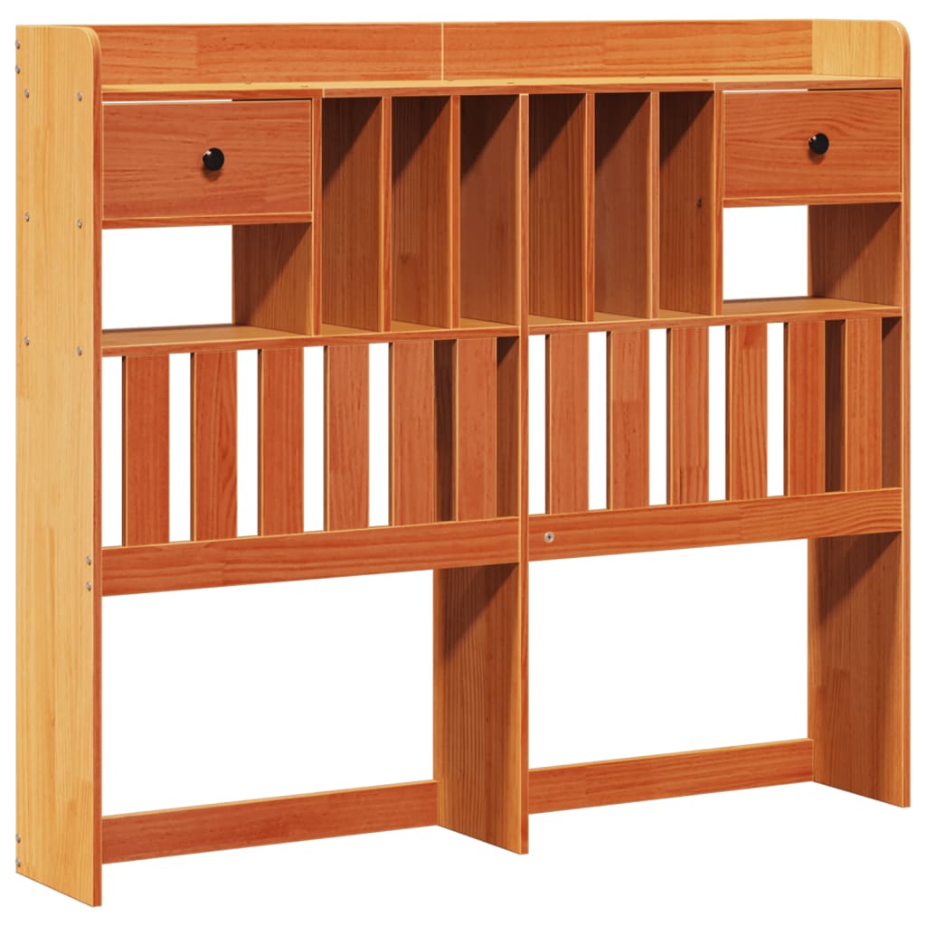 vidaXL Bookcase Bed without Mattress Wax Brown 135x190 cm Double Solid Wood Pine 6