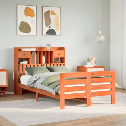 vidaXL Bookcase Bed without Mattress Wax Brown 135x190 cm Double Solid Wood Pine 1