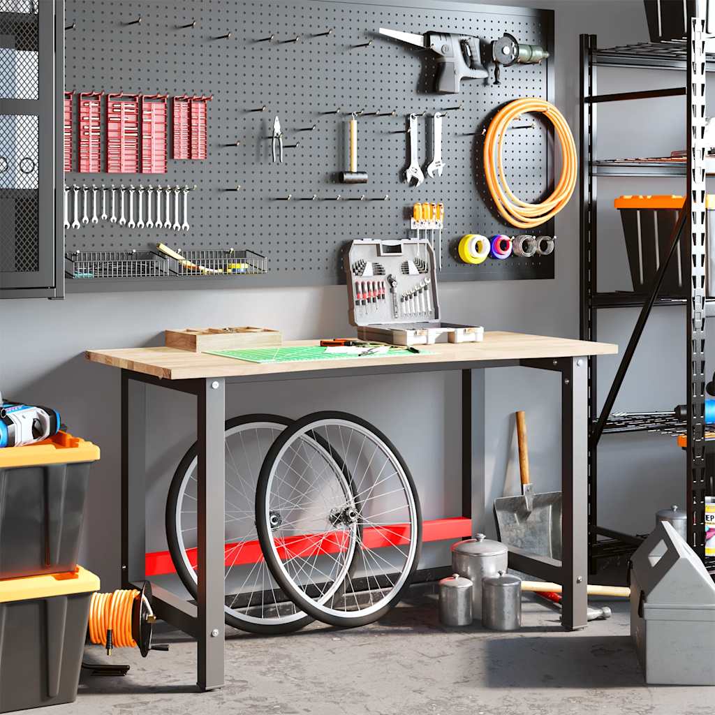 vidaXL Workbench 140x60x81,5 cm Solid Wood Oak 3