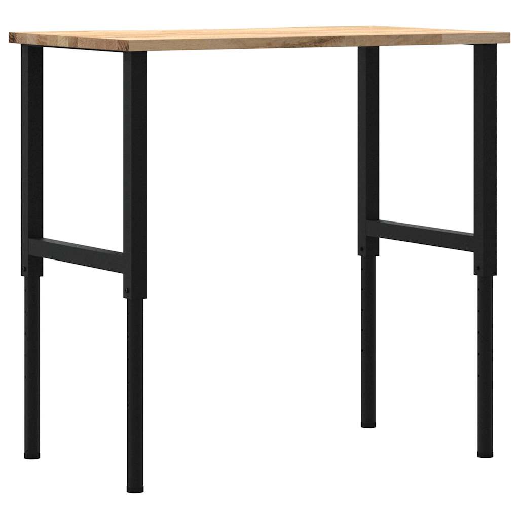 Workbench 80x60x(71,5-98) Solid Wood Oak Black and natural 100 x 60 x (71.5-98) cm