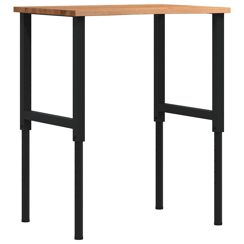 Workbench 80x60x(71,5-98) Solid Wood Oak Black and light brown 80 x 60 x (71.5-98) cm