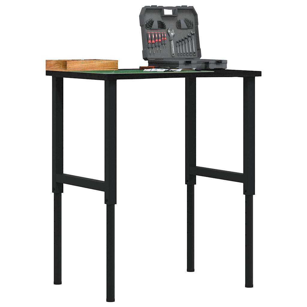Workbench 80x60x(71,5-98) Solid Wood Oak Black and dark brown 80 x 60 x (71.5-98) cm
