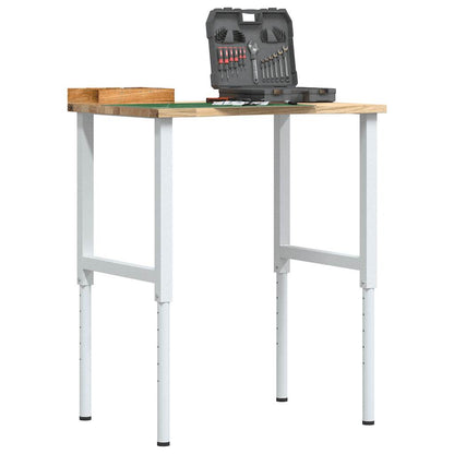Workbench 80x60x(71,5-98) Solid Wood Oak White and natural 80 x 60 x (71.5-98) cm
